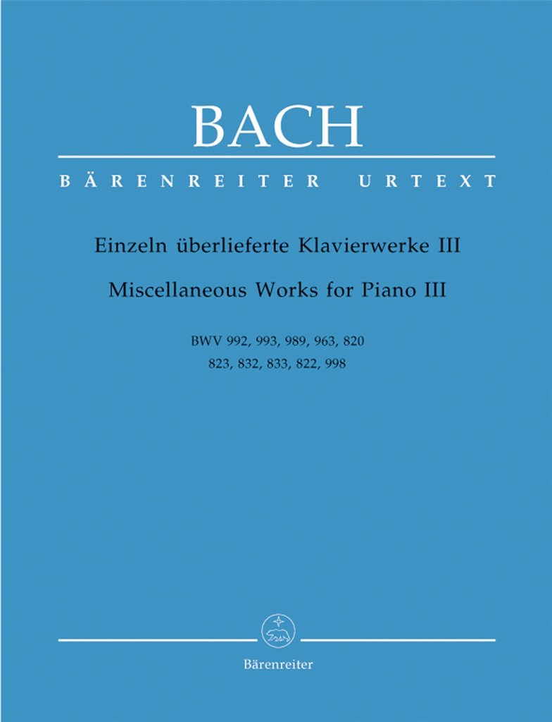 Klavierwerke 3 BWV992 993 989